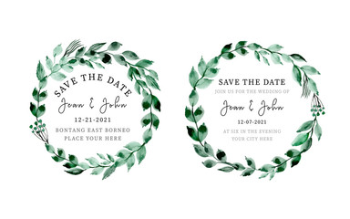 Basicwatercolor leaves wreath wedding collection