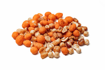 pile of nuts mixed , isolated