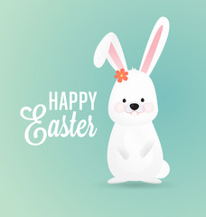 Obraz na płótnie Canvas Happy Easter Vector Design with Cute Rabbit Characters