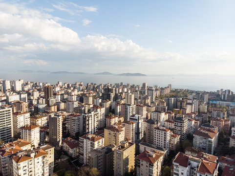 Aerial Drone View of Kadikoy Goztepe in Istanbul / Cityscape