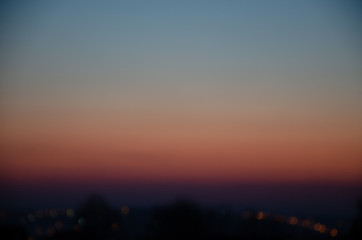 Incredible, beautiful, Bright sunset over the city. Gradient, the core of the sun. Beautiful sunset, red, orange