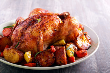 Roast chicken with vegetables