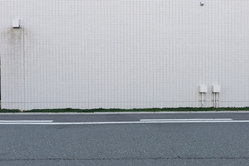 street wall background ,Industrial background, empty grunge urban street with warehouse brick wall