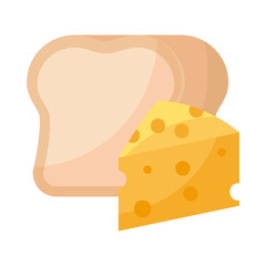 delicious cheese with bread isolated icon