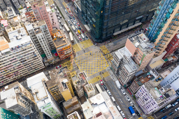 Top view of Hong Kong city traffic