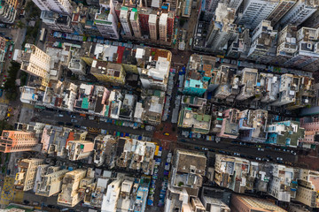 Top down view of Hong Kong city