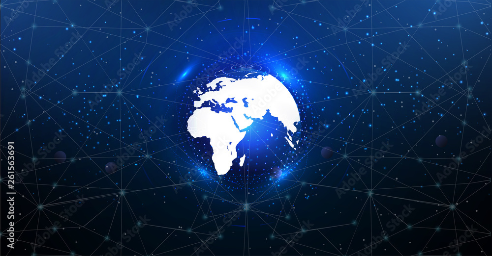 Poster internet of things (iot) and networking concept for connected devices. spider web of network connect