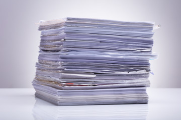 Stack Of Document Paper On White Background