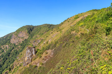 Pha Ngam Noi Cliff and valley scenery view at Kew Mae Pan nature trail, Doi Inthanon National Park, Chiang Mai, Thailand