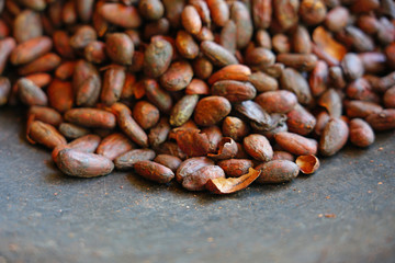 Roasting fresh cocoa beans in a large skillet in Costa Rica