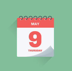 Fototapeta na wymiar Day calendar with date May 9.