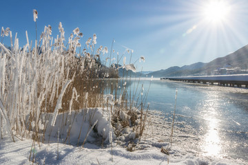 Scenic panorama view of an idyllic landing stage