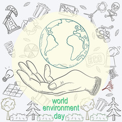 contour illustration_2_for the design of various objects of human life, the theme for world environment day