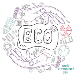 contour illustration_29_for the design of various objects of human life, the theme for world environment day