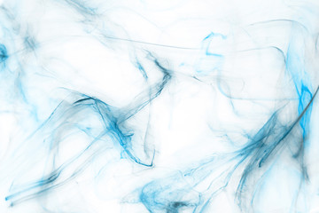 Isolated blue fog on the white background, smoky effect for photos and artworks. 
