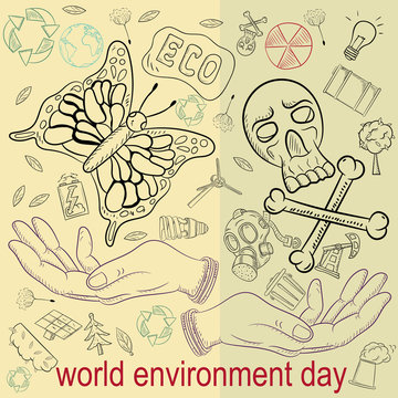 contour illustration_34_for the design of various objects of human life, the theme for world environment day