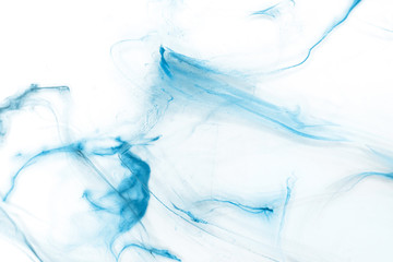 Isolated blue fog on the white background, smoky effect for photos and artworks. 