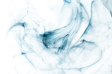 Fototapeta premium Isolated blue fog on the white background, smoky effect for photos and artworks. 