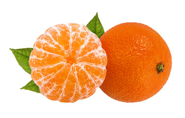 Fresh mandarin orange isolated on white background with clipping path