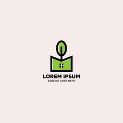 Green House logo template, vector illustration - Vector