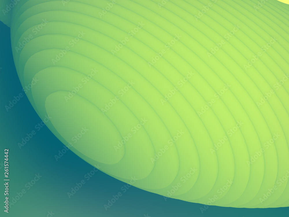 Poster striped futuristic pattern surrounded by green light mist. computer generated geometric shape. 3d re