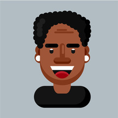 Cool flat avatar icon.  Positive african female character. Flat bright vector illustration