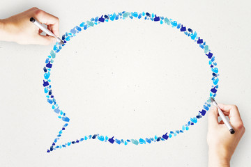 Creative hand gesture speech bubble