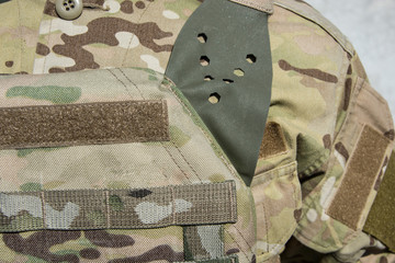 Close up of army uniform on the soldier