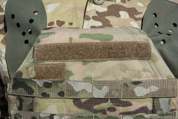 Close up of army uniform on the soldier