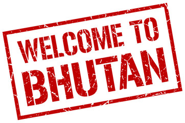 welcome to Bhutan stamp