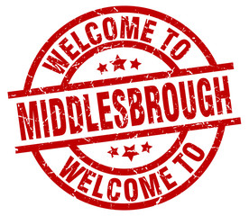 welcome to Middlesbrough red stamp