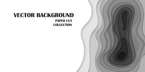 Vector background (1:2), gray and white colour, in paper cut style. EPS 10.