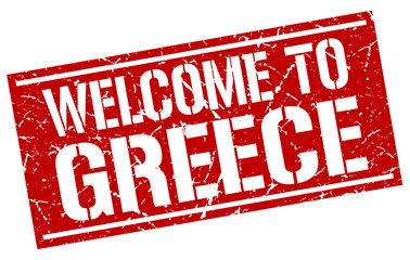 welcome to Greece stamp