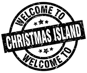 welcome to Christmas Island black stamp