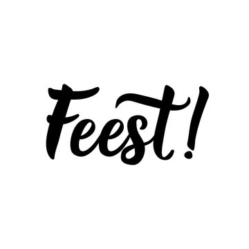 Dutch text: Party. Lettering. vector. element for flyers, banner and posters Modern calligraphy.