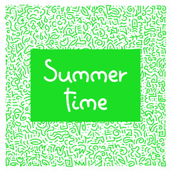 Summer time . Doodle hand drawing Background. Flowers, leaves. Vector illustration