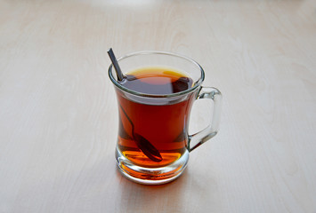 cup of Turkish  tea on background