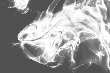 Isolated gray fog on the white background, smoky effect for photos and artworks. Overlay for photos.