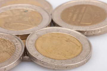 Coins background. euro coins. cent coins. euro cents Selective focus