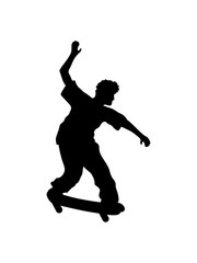 Fototapeta na wymiar sprung skateboard stunt trick fahren spaß hobby skater brett rollen clipart schnell symbol zeichen piktogramm cool