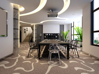 3d render working space and meeting room