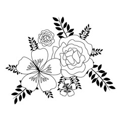 beautiful flowers with branches and leafs