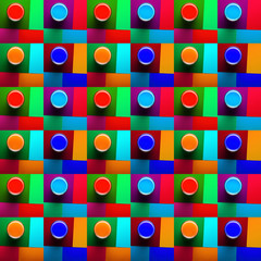 Seamless positive childish positive multi-colored wallpaper circles squares lines geometric shapes