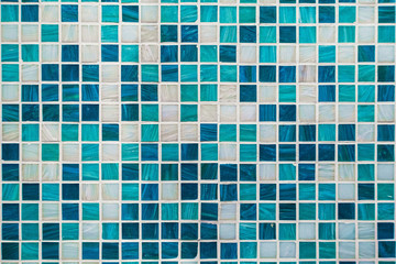 Blue cyan beige ceramic mosaic wall