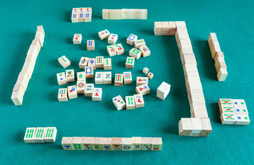 above view of gameboard of mahjong game