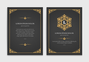 Greeting card design with a black background. Luxury vector ornament template. Mandala. Great for invitation, flyer, menu, brochure, wallpaper, decoration, or any desired idea.