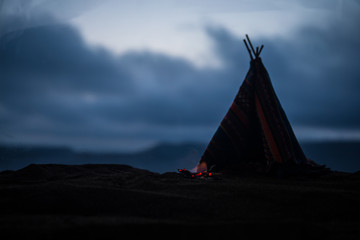 An old native american teepee in the desert