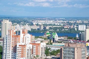 Fototapeta na wymiar Voronezh city in summer time from the highest point