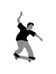 Fototapeta na wymiar skateboard sprung stunt trick fahren spaß hobby skater brett rollen clipart schnell symbol zeichen piktogramm cool
