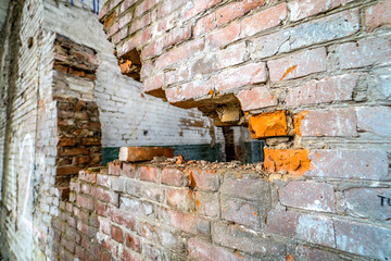 View of break wall in old factory